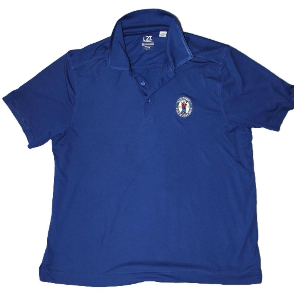 Cutter & Buck Polo Shirt Mens L Blue CB DryTec Moisture Wicking Golf Logo